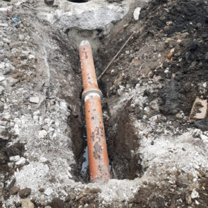 Construction site underground pipe repair