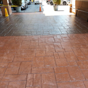 Stamped concrete paving entrance design