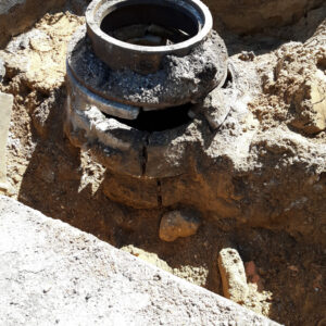 Concrete repair site excavation view