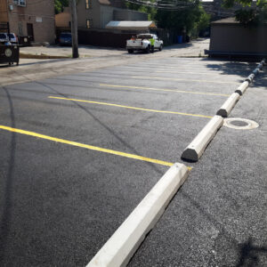 Freshly paved parking lot