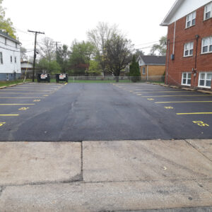 Newly-paved parking lot