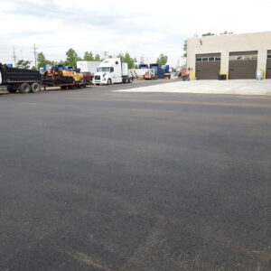 Newly paved commercial parking lot