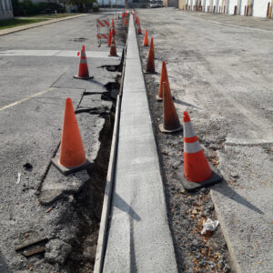 Concrete paving construction traffic cones