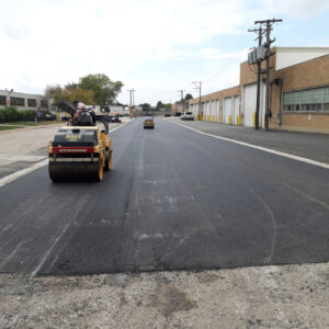 Freshly paved commercial road construction