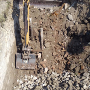 Excavator digging construction site groundwork