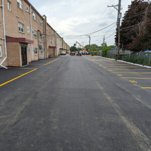 Newly paved parking lot area