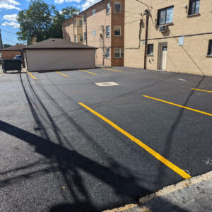 Newly paved parking lot asphalt