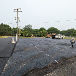 Asphalt paving large parking lot