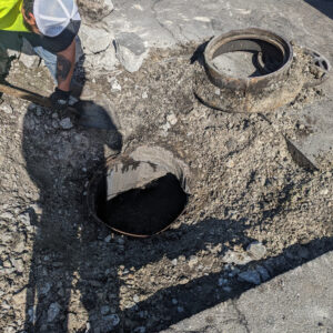 Concrete repair excavation in progress