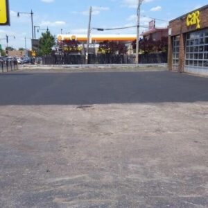 Freshly-paved auto service parking lot